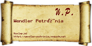 Wendler Petrónia névjegykártya